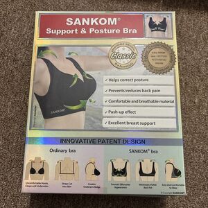 Sankom Compression Shapewear Posture Correcting Classic Bra, Black, XS - New